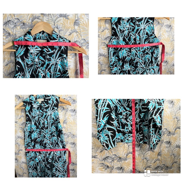 Michael Kors Blue & Black Button Up Sleeveless Collared Summer Dress Size 6 - Picture 8 of 8